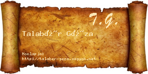 Talabér Géza névjegykártya