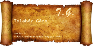 Talabér Géza névjegykártya